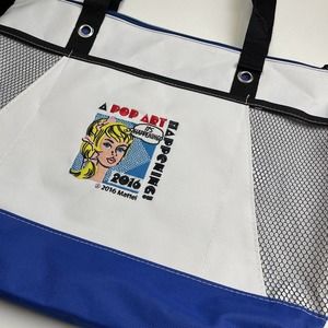 BARBIE CONVENTION POP ART 2016 MATTEL Large Canvas Zippered Tote Bag